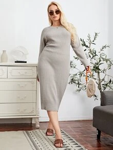 SHEIN Plus Size Jumper Dresses - Light Grey - View 3