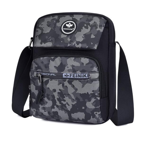 

Men Camo Pattern Crossbody Bag, Grey