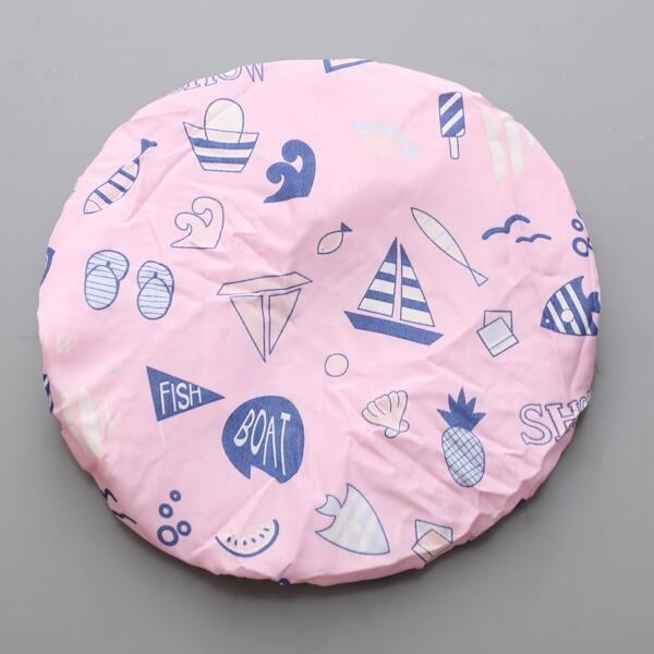 

Cartoon Graphic Shower Cap, Pink