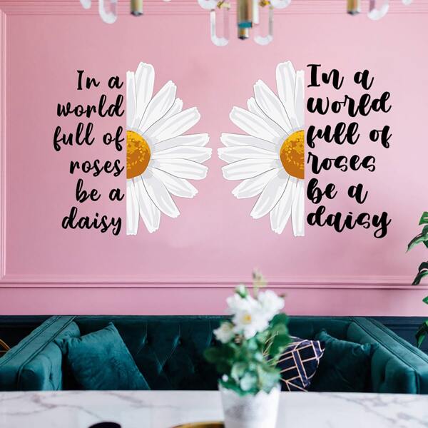 

Floral & Slogan Graphic Wall Sticker, Multicolor