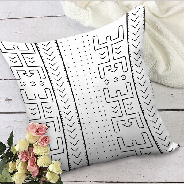 

Graphic Print Cushion Cover Without Filler, Black and white