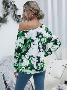 SHEIN LUNE 紮染水洗落肩袖運動衫 - 彩色 - 查看 2