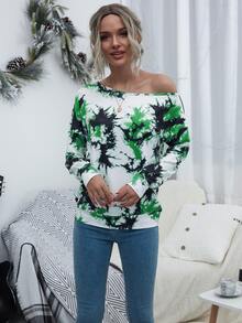 SHEIN LUNE 紮染水洗落肩袖運動衫 - 彩色 - 查看 3