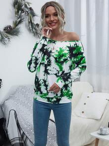 SHEIN LUNE 紮染水洗落肩袖運動衫 - 彩色 - 查看 4