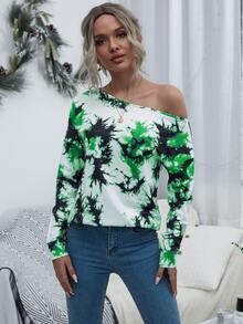 SHEIN LUNE 紮染水洗落肩袖運動衫 - 彩色 - 查看 5