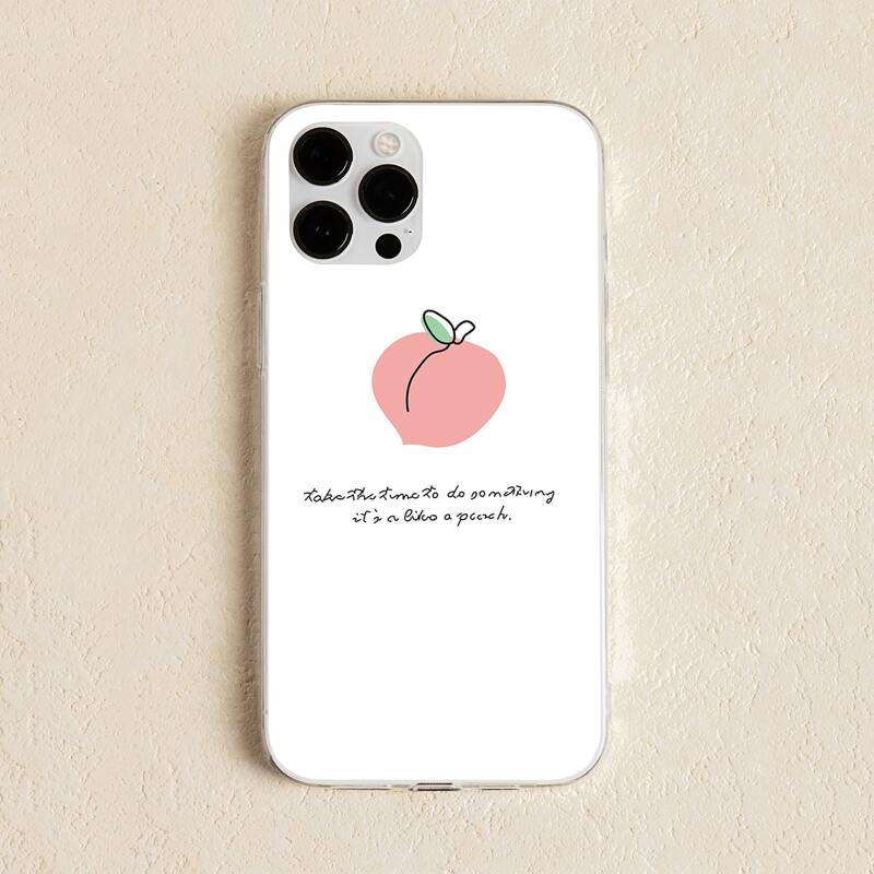 

Peach & Slogan Graphic Phone Case, Multicolor