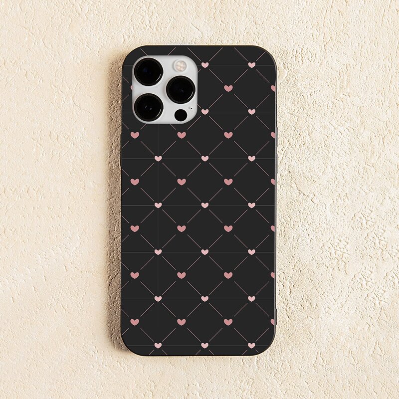 

Heart Pattern Phone Case, Black