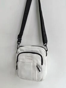 高中學生大學新生多功能單肩包休閒包mini Men Crossbody Bag,適用於旅行、學校、戶外、運動和上下班等,單肩包、斜挎包、側背包、方形包,夏季假期學校用品,適用於學生男性；男性禮物。 - 白色 - 查看 2