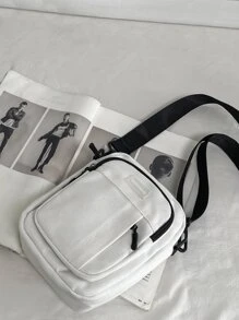 高中學生大學新生多功能單肩包休閒包mini Men Crossbody Bag,適用於旅行、學校、戶外、運動和上下班等,單肩包、斜挎包、側背包、方形包,夏季假期學校用品,適用於學生男性；男性禮物。 - 白色 - 查看 3