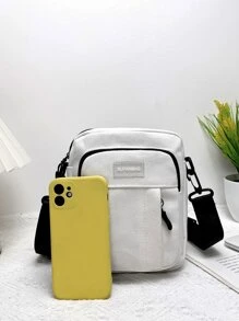 高中學生大學新生多功能單肩包休閒包mini Men Crossbody Bag,適用於旅行、學校、戶外、運動和上下班等,單肩包、斜挎包、側背包、方形包,夏季假期學校用品,適用於學生男性；男性禮物。 - 白色 - 查看 5