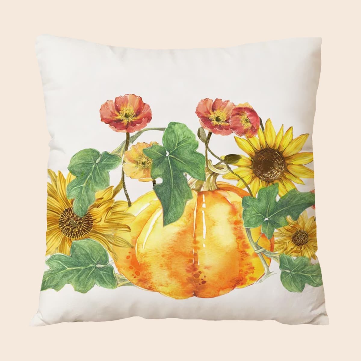

Pumpkin Print Cushion Cover Without Filler, Multicolor