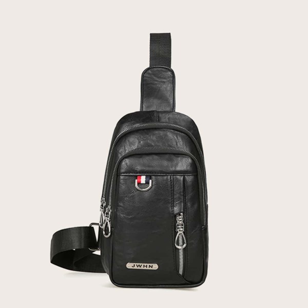 

Men Multi-Compartment Sling Bag, Black