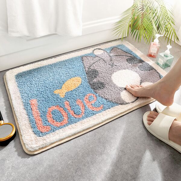 

Kids Cat & Letter Graphic Floor Mat, Multicolor