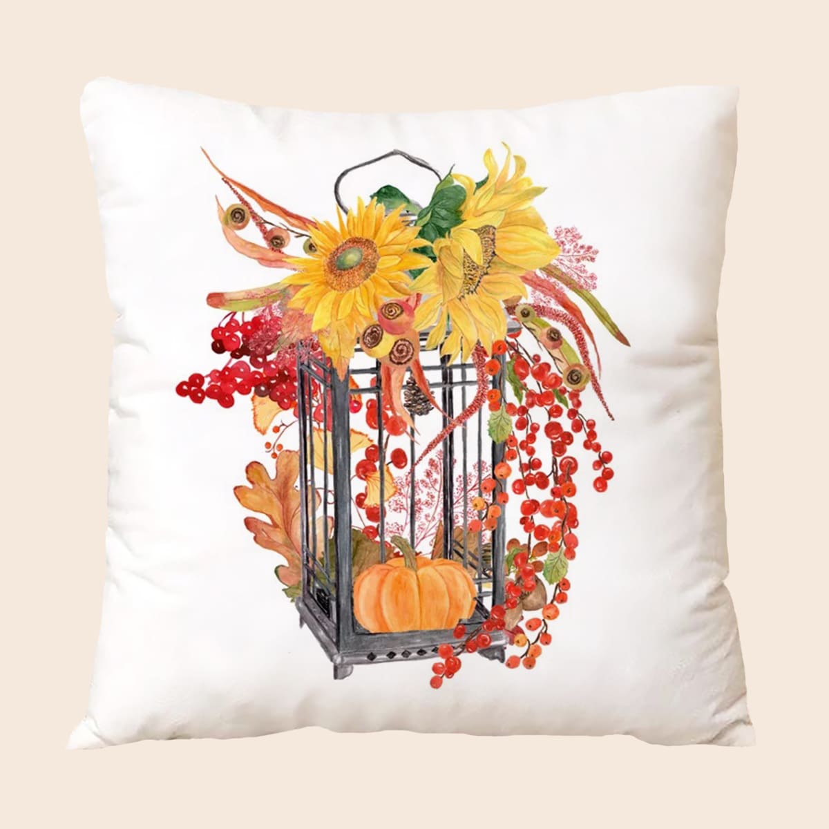 

Pumpkin Print Cushion Cover Without Filler, Multicolor