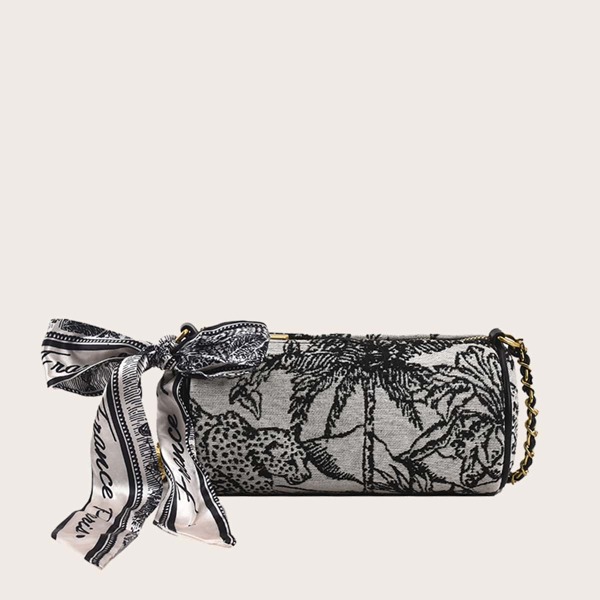 

Scarf Decor Animal & Landscape Pattern Bucket Bag, Multicolor