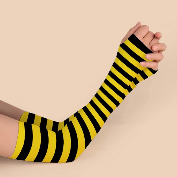 

Striped Pattern Long Fingerless Gloves, Multicolor