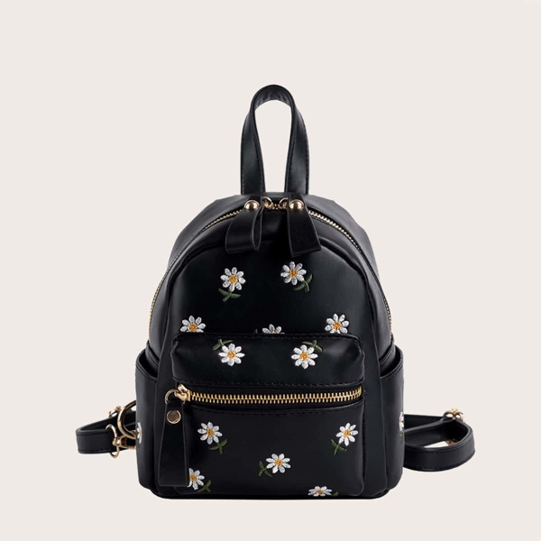 

Flower Appliques Classic Backpack, Black