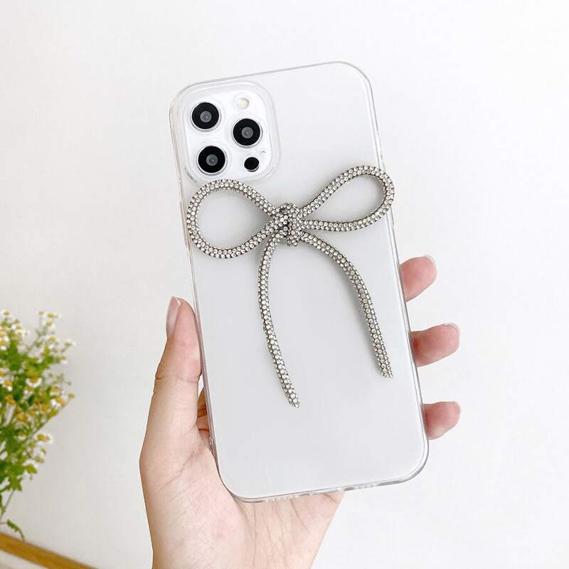 

Bow Decor Transparent Phone Case, Clear