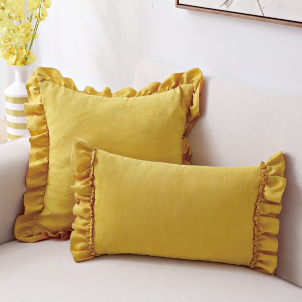 

1pc Pleated Decor Cushion Cover Without Filler, Yellow