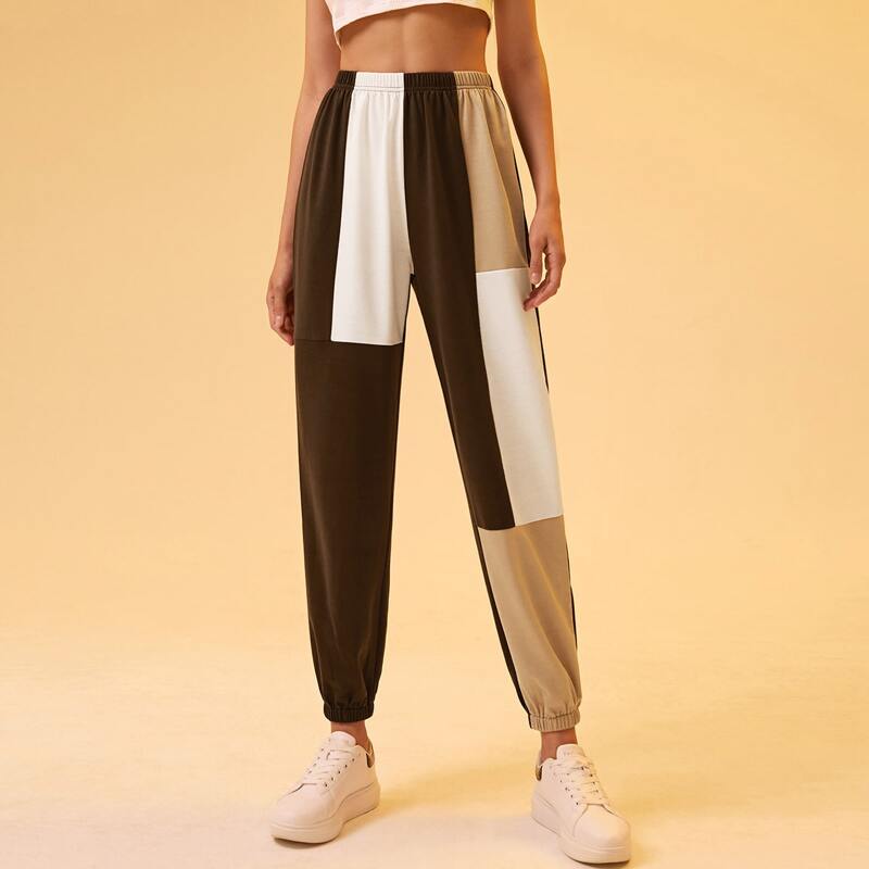 

Colorblock Elastic Waist Sweatpants, Multicolor