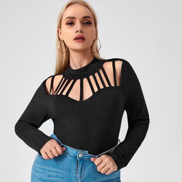 

Plus Cut Out Front Tee, Black