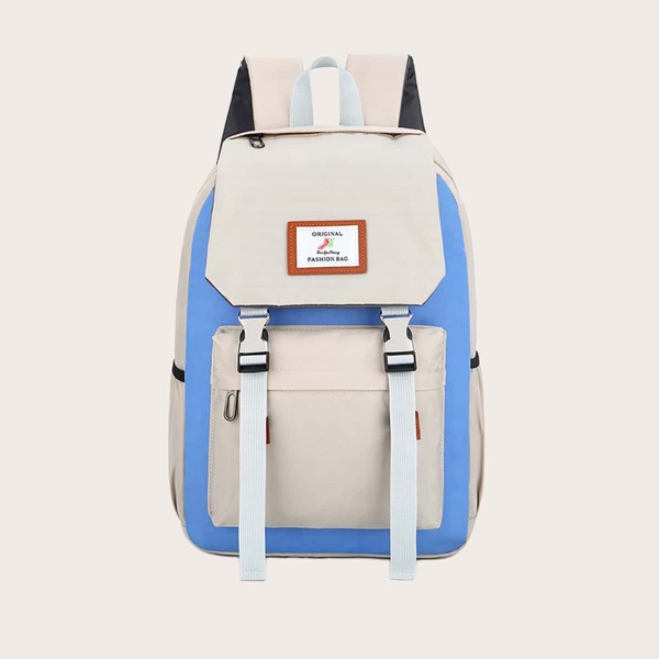 

Men Letter Graphic Buckle Decor Functional Backpack, Multicolor