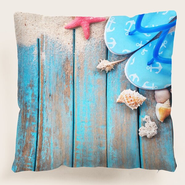 

Conch Print Cushion Cover Without Filler, Multicolor