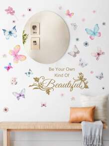 2張蝴蝶和標語圖案牆貼 - 彩色 - 查看 3