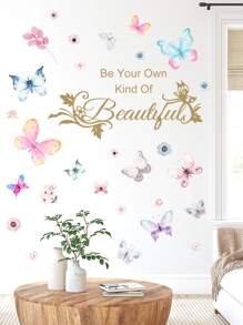 2張蝴蝶和標語圖案牆貼 - 彩色 - 查看 5