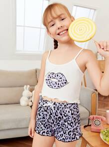 Conjunto de pijama con estampado de boca - Multicolor - Ver 1