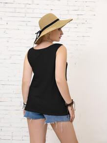 SHEIN LUNE Plus Solid Tank Top - Black - View 2