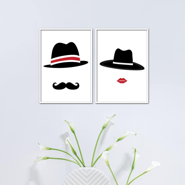 

2pcs Figure Graphic Unframed Painting, White
