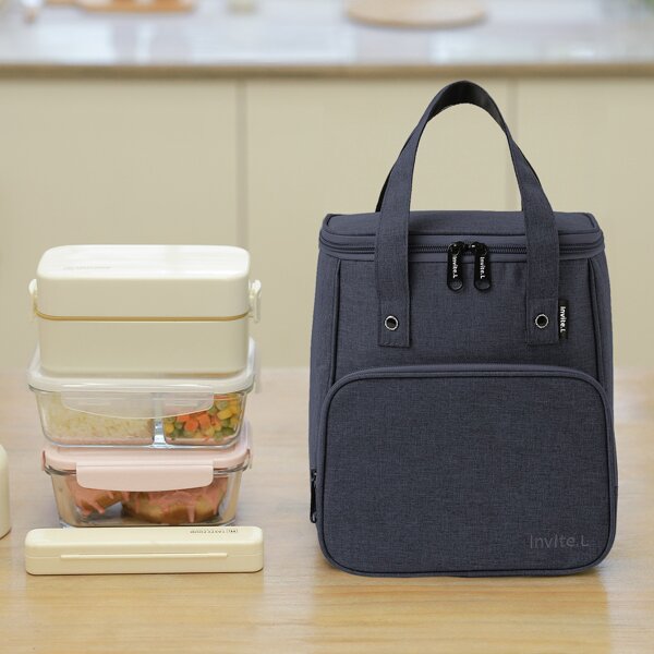 

1pc Portable Lunch Box Bag, Navy blue