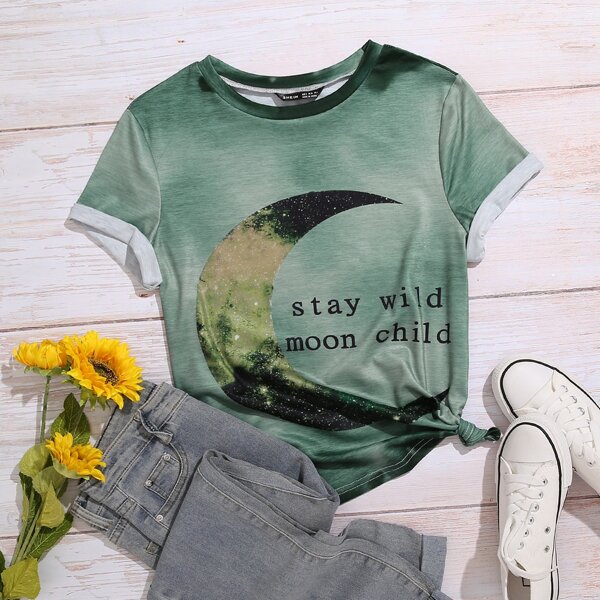 

Plus Letter Graphic Tie Dye Tee, Army green