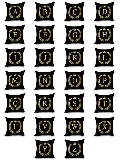 1pc Alphabet Print Cushion Cover Without Filler, Modern Throw Pillowcase For Home Decor