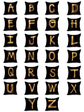 1pc Alphabet Print Cushion Cover Without Filler, Modern Throw Pillow Case For Sofa, Home Decor