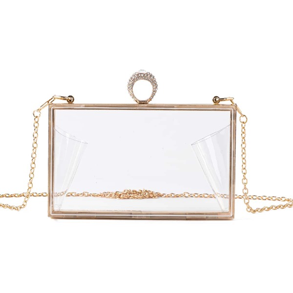 

Rhinestone Decor Chain Clutch Bag, Clear