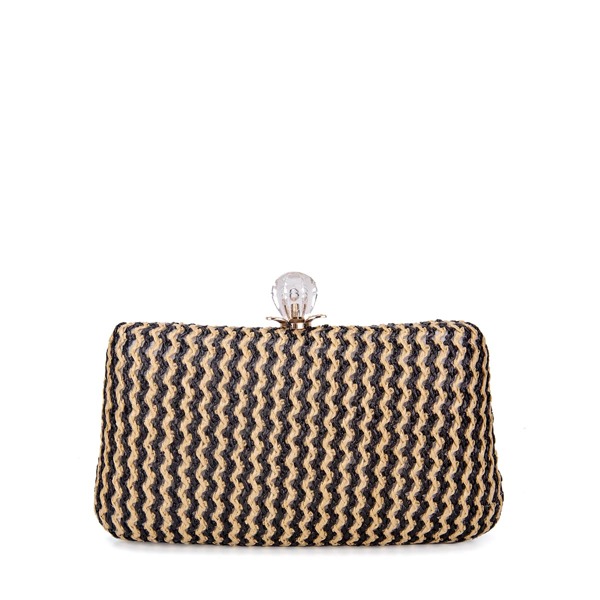 

Straw Design Chain Clutch Bag, Multicolor