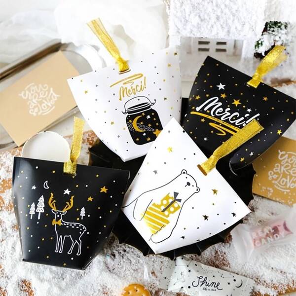 

10pcs Cartoon Graphic Random Candy Box With Ribbon, Multicolor