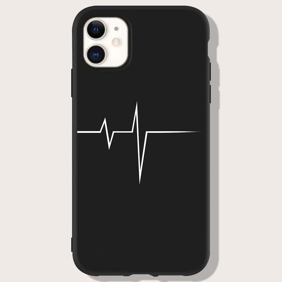 

1pc Graphic Phone Case, Black