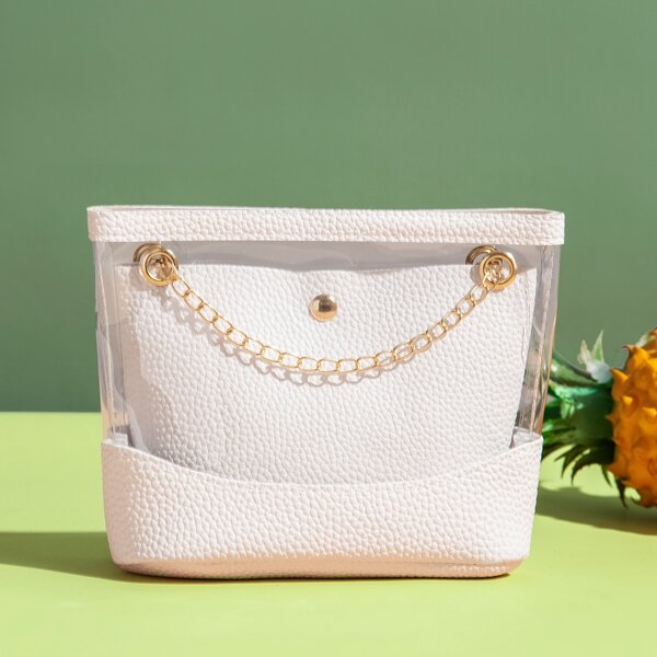 

Minimalist Chain Shoulder Bag, White
