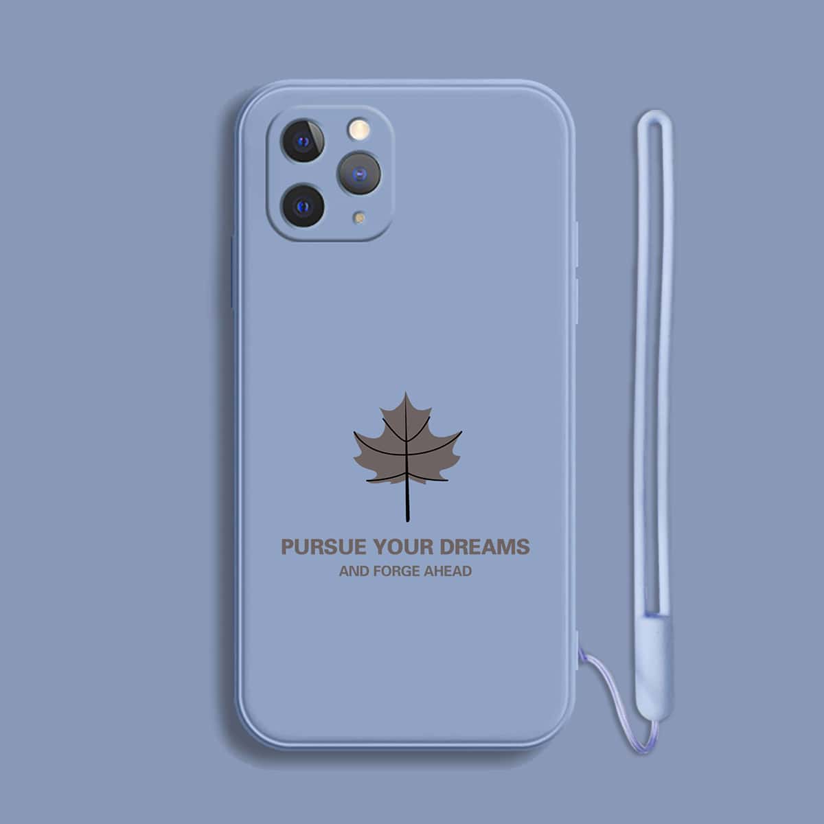 

Letter Graphic Phone Case With Lanyard, Dusty blue