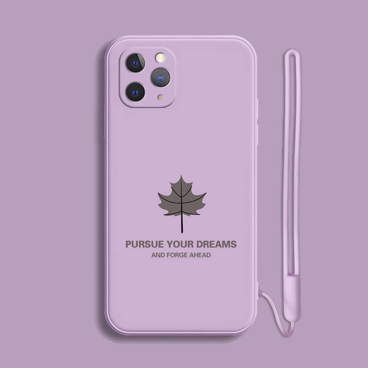

Letter Graphic Phone Case With Lanyard, Purple