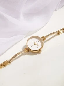 水鑽裝飾帶石英表 - 金色 - 查看 3