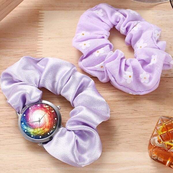 

1pc Round Pointer Quartz Watch & 1pc Scrunchie
