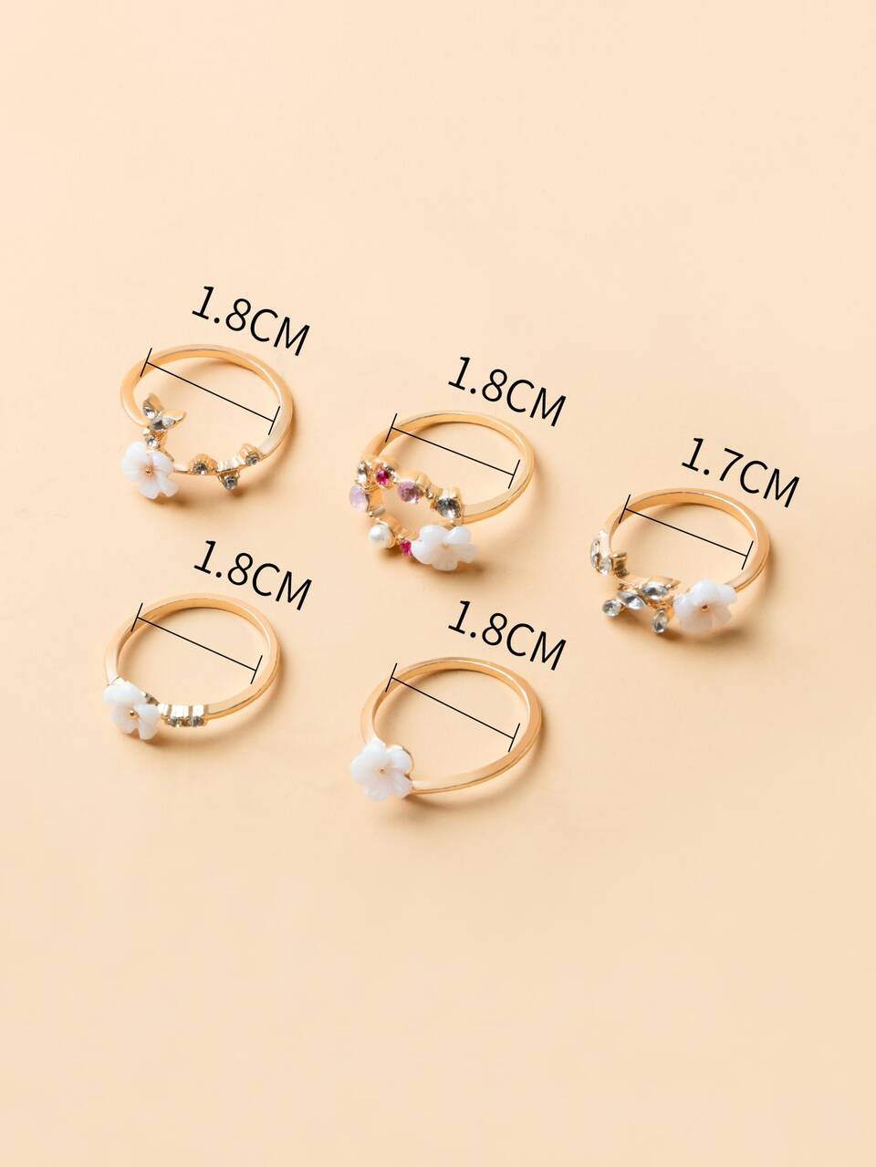 5pcs Flower Decor Ring