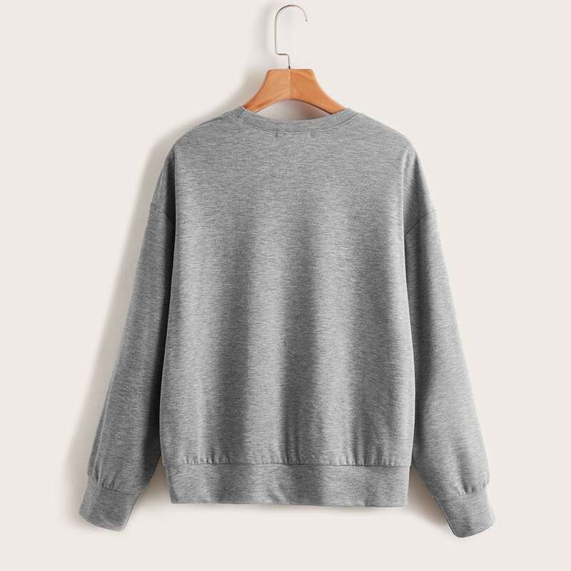 

Butterfly & Skeleton Print Sweatshirt, Light grey
