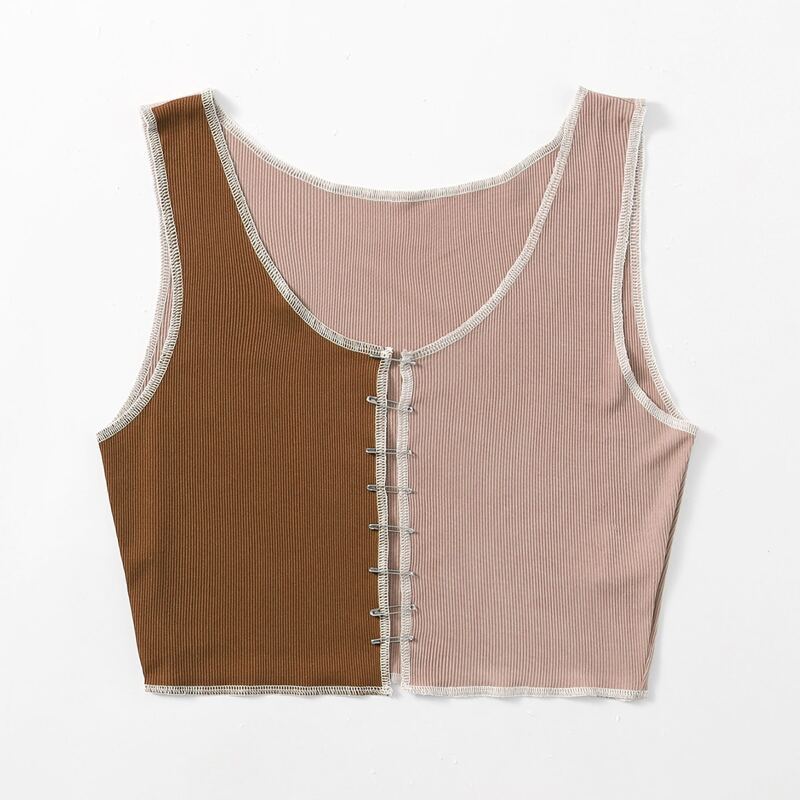 

Stitch Trim Pin Detail Colorblock Tank Top, Multicolor