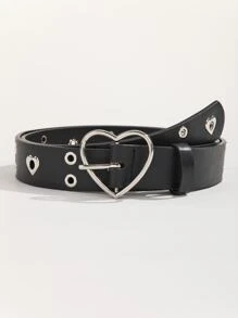可爱心形带扣腰带，带打孔万圣节 - 黑色 - 查看 1