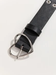 可爱心形带扣腰带，带打孔万圣节 - 黑色 - 查看 3